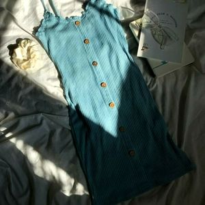 Button Front Spaghetti Strap Dress